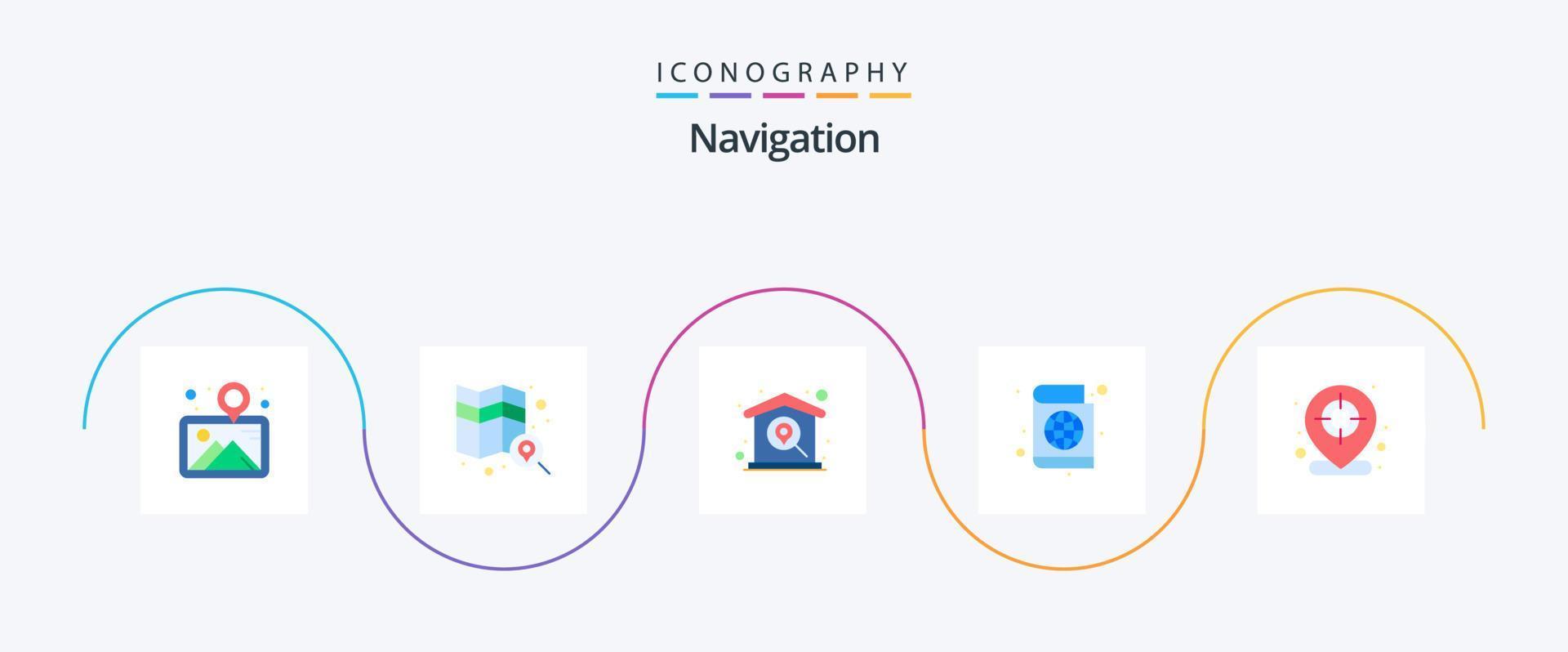 Navigation Flat 5 Icon Pack Including arrow. passport book. find. passport. navigate vector