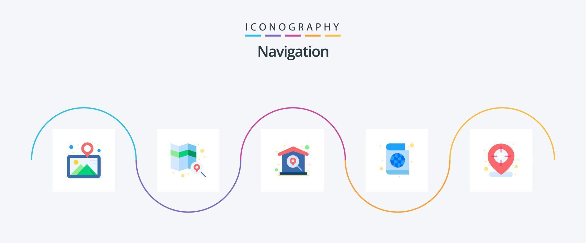paquete de iconos de 5 planos de navegación que incluye flecha. libreta de pasaporte encontrar. pasaporte. navegar vector