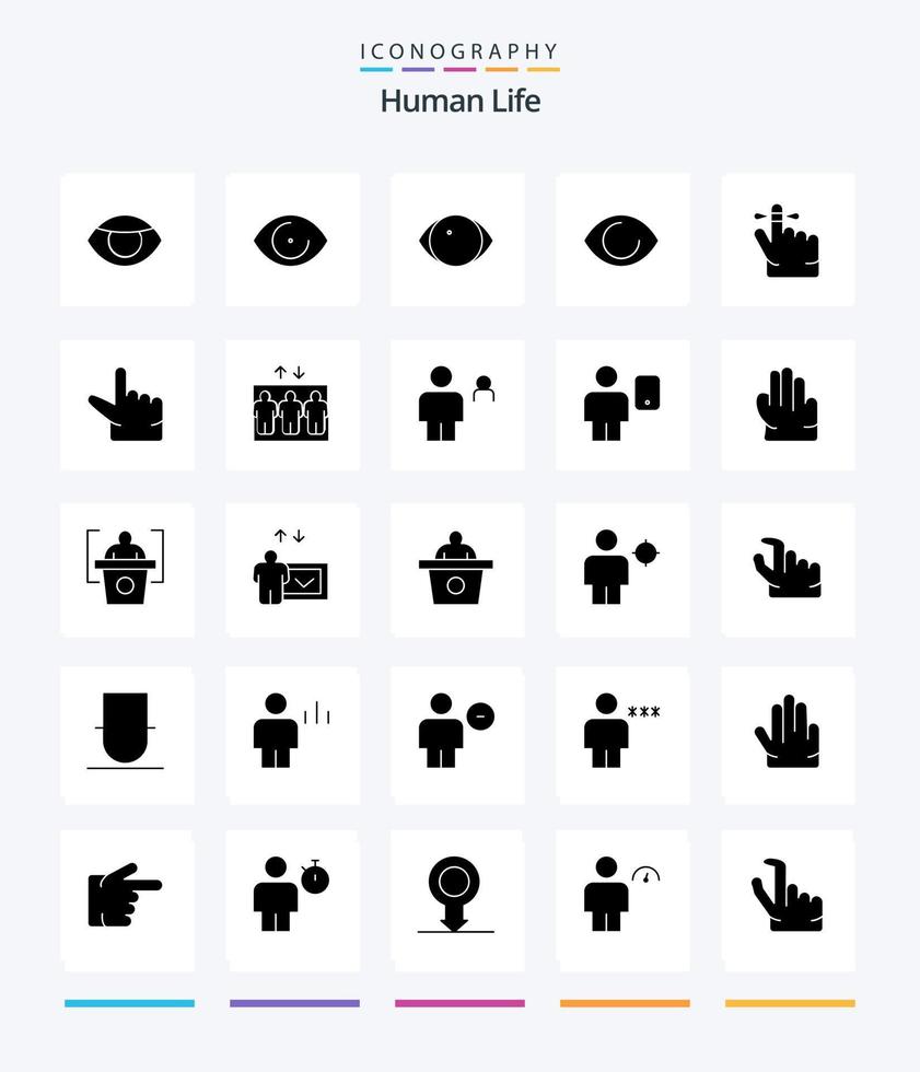 paquete de iconos negros sólidos de 25 glifos humanos creativos, como avatar. par. zoom. humano. avatar vector