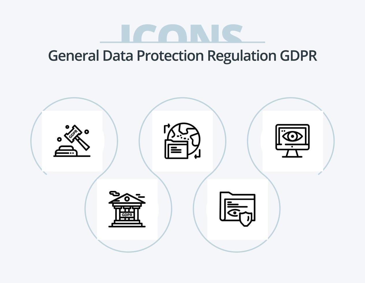 Gdpr Line Icon Pack 5 Icon Design. security. folder. secure. gdpr. law vector
