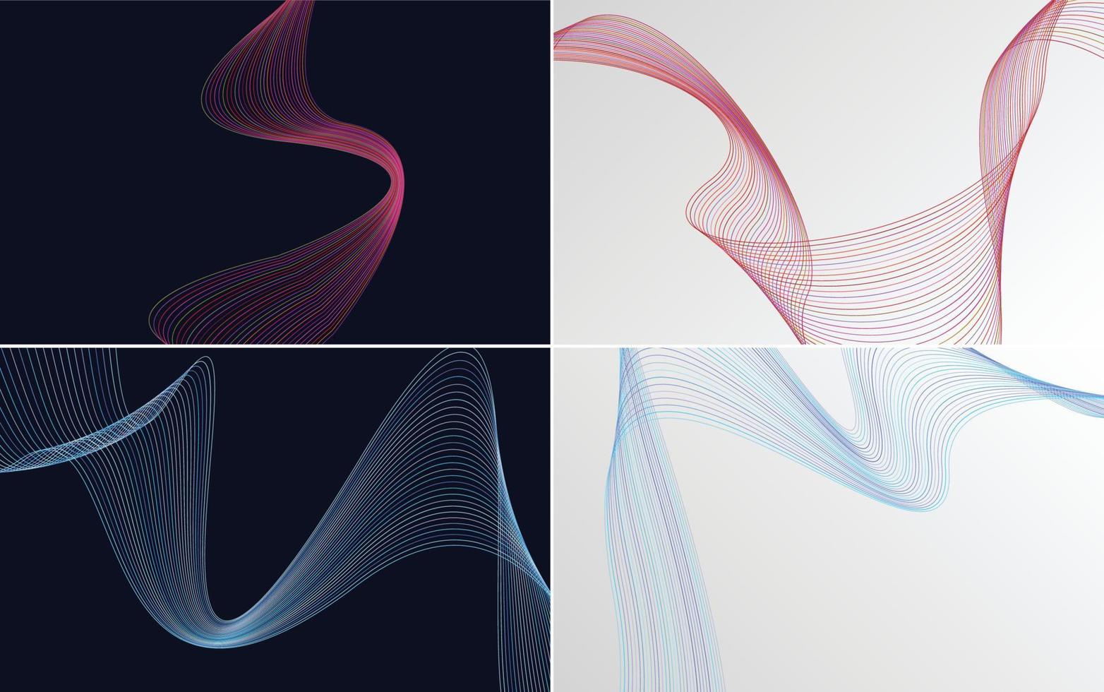 Set of 4 geometric wave pattern backgrounds to add depth to your design vector