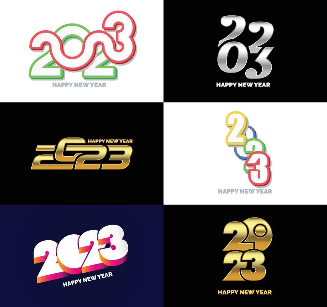 Big Collection of 2023 Happy New Year symbols Cover of business diary for 2023 with wishes vector