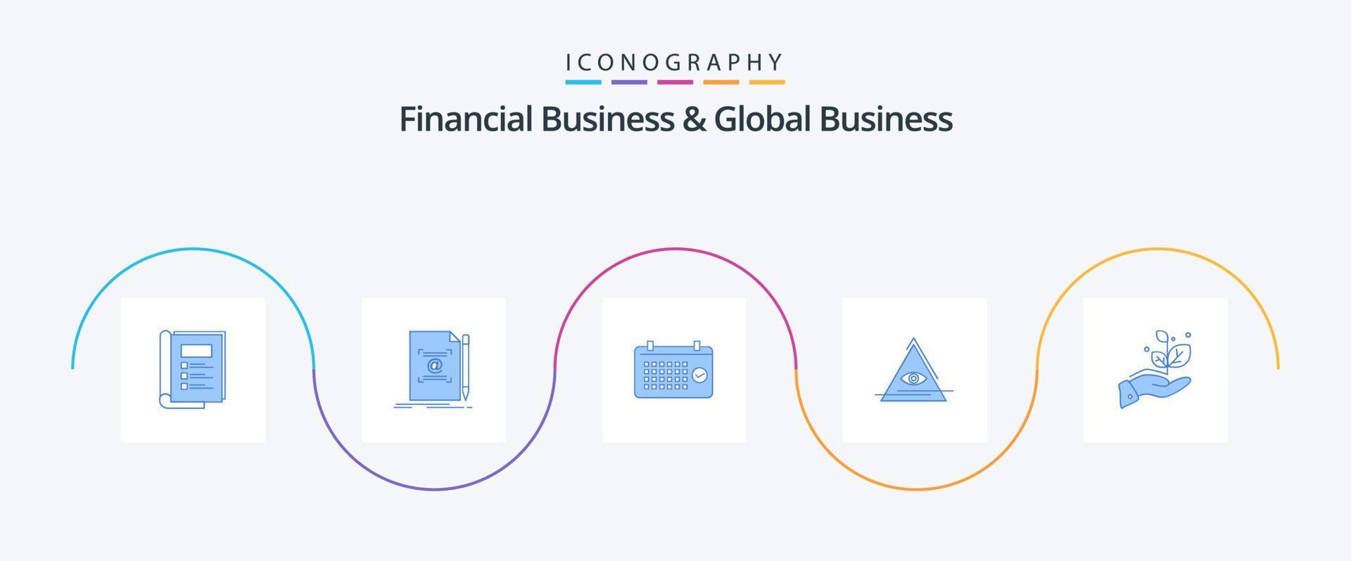 Financial Business And Global Business Blue 5 Icon Pack Including triangle. illuminati. create. eye. year vector