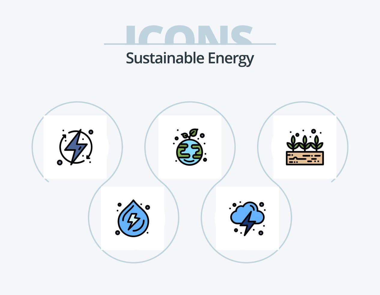 Sustainable Energy Line Filled Icon Pack 5 Icon Design. eco. lab. charge. flask. renewable vector