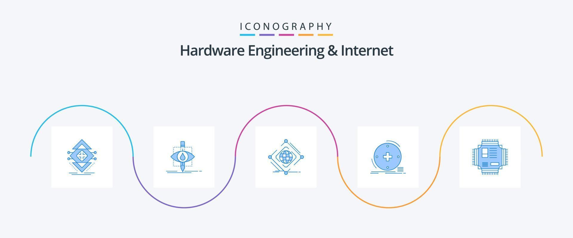 Hardware Engineering And Internet Blue 5 Icon Pack Including health. clinical. research. web. internet vector
