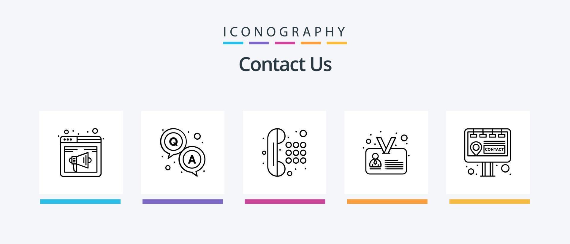 contáctenos paquete de iconos de línea 5 que incluye mensaje. teclado de marcación comunicación. teléfono. comunicación. diseño de iconos creativos vector