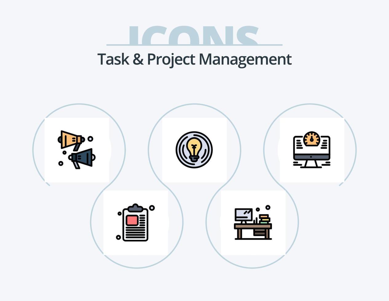 Task And Project Management Line Filled Icon Pack 5 Icon Design. dollar . file . startup. book vector