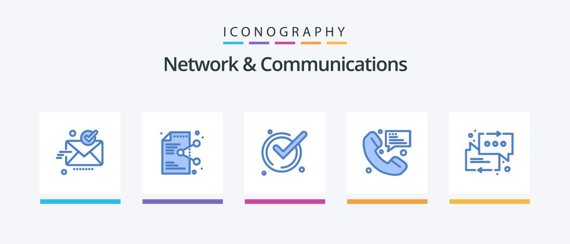 paquete de iconos azul 5 de red y comunicaciones que incluye comunicación. contacto. solicitud. llamar. OK. diseño de iconos creativos vector