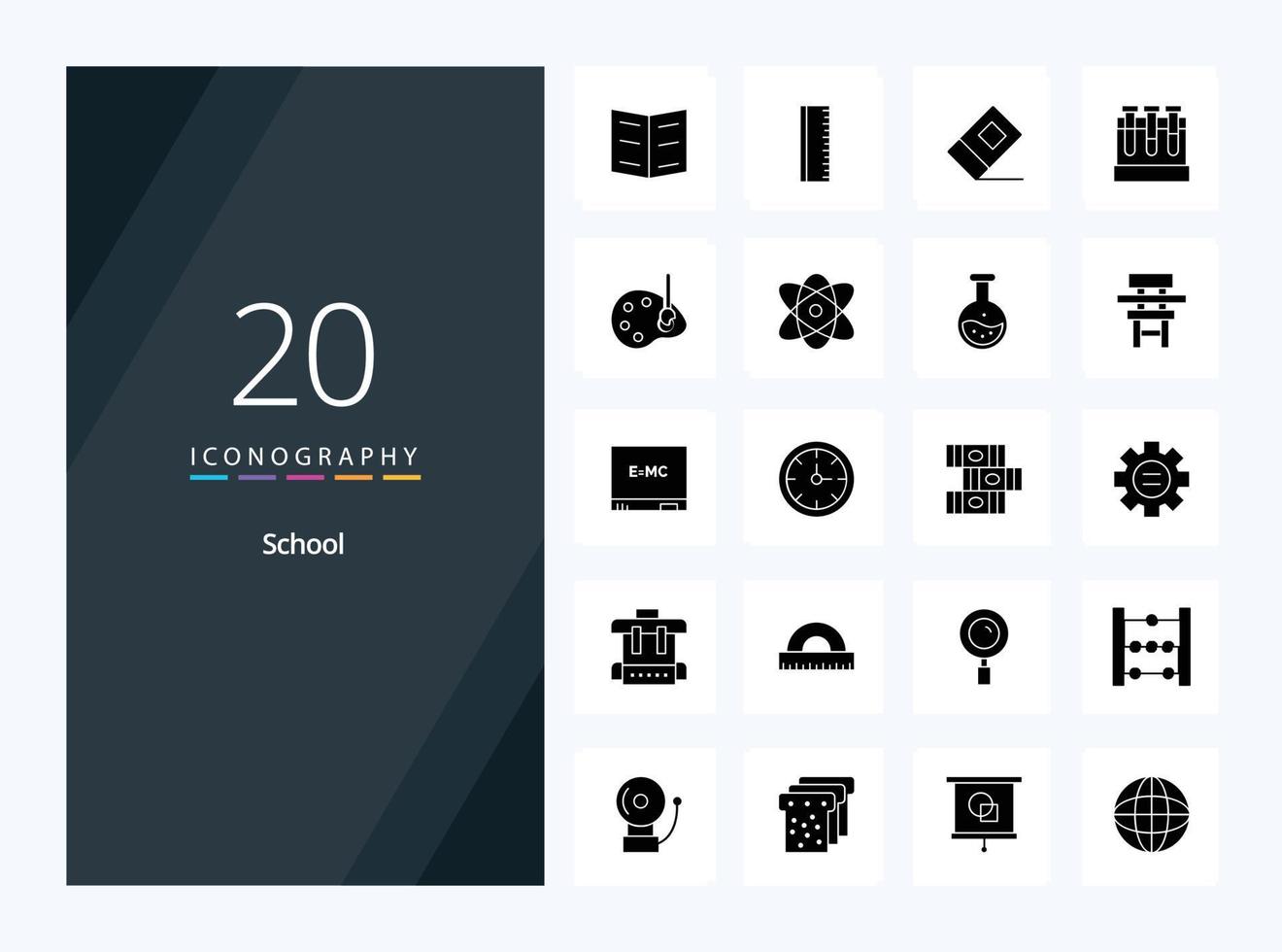 20 School Solid Glyph icon for presentation vector