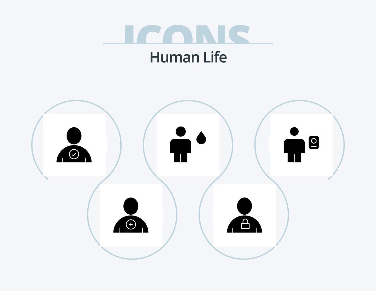 Human Glyph Icon Pack 5 Icon Design. body. human. check. fire. body vector