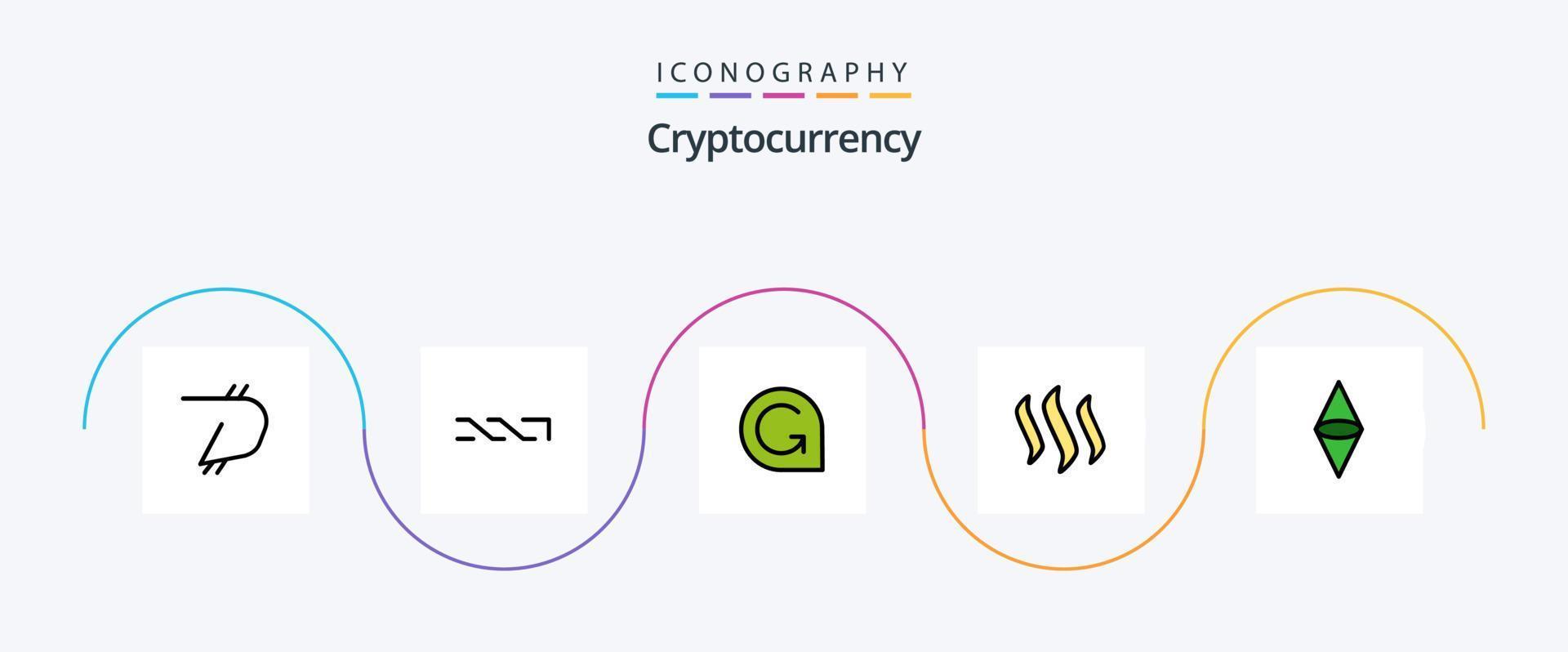 paquete de iconos de 5 planos llenos de línea de criptomoneda que incluye ethereum. criptomoneda creditos del juego cripto. Steem vector