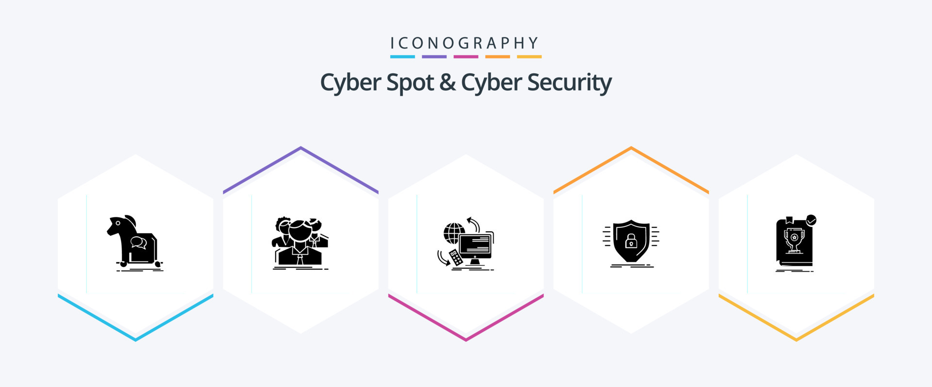 Cyber Spot And Cyber Security 25 Glyph icon pack including protection