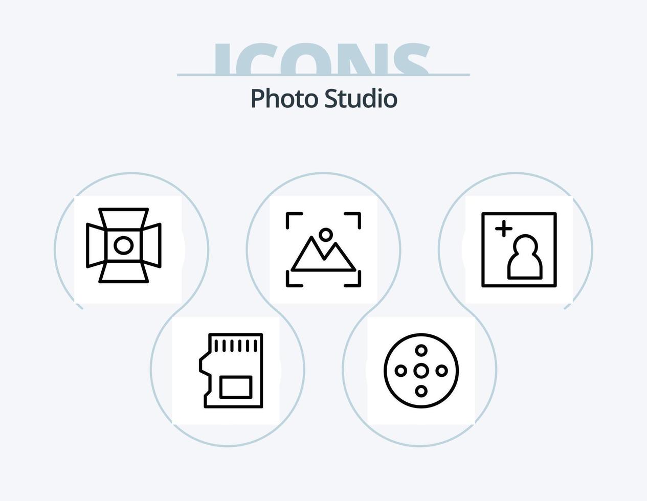 paquete de iconos de línea de estudio fotográfico 5 diseño de iconos. multimedia. medios de comunicación. imagen. retocar. fotógrafo vector