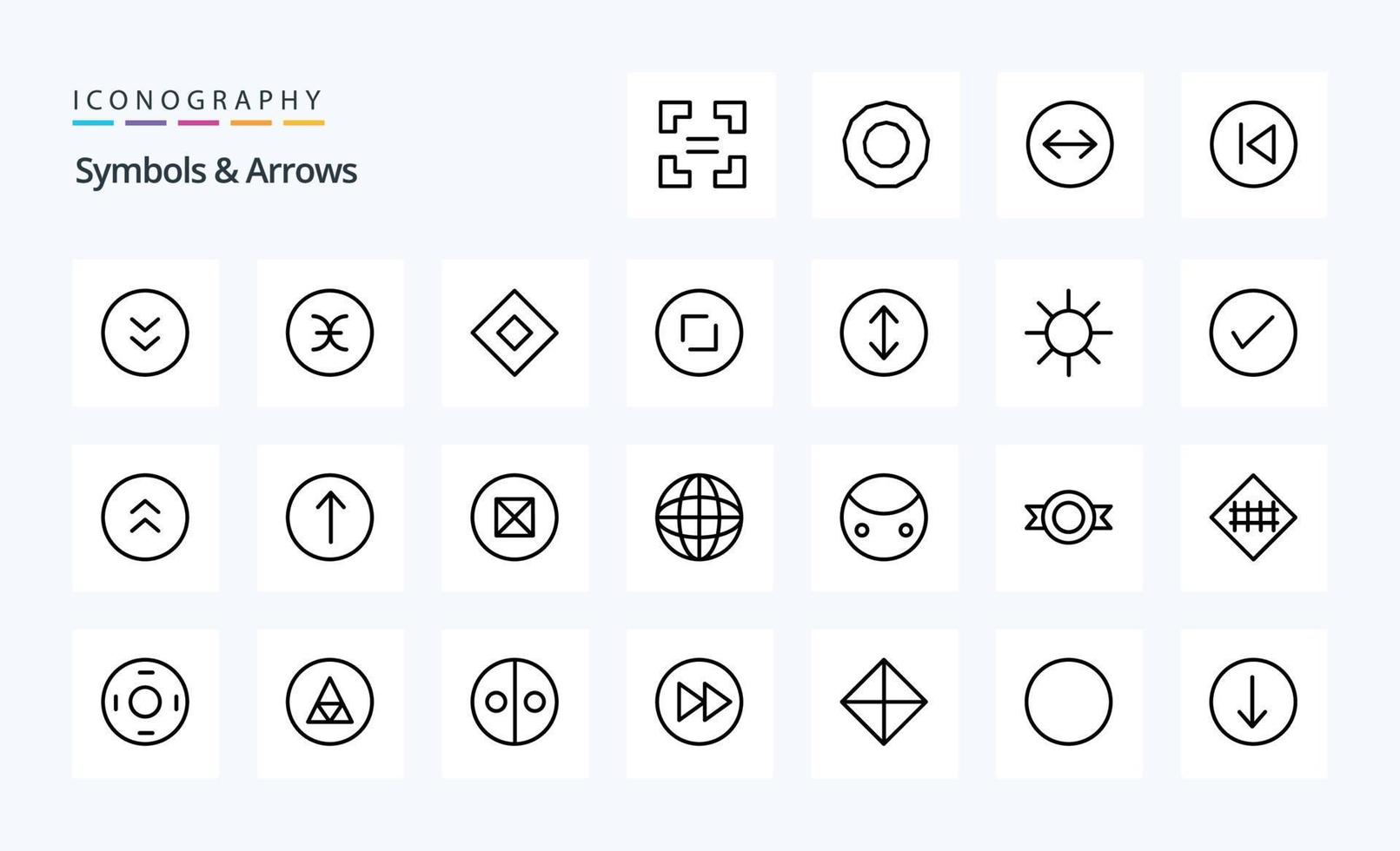 25 Symbols  Arrows Line icon pack vector