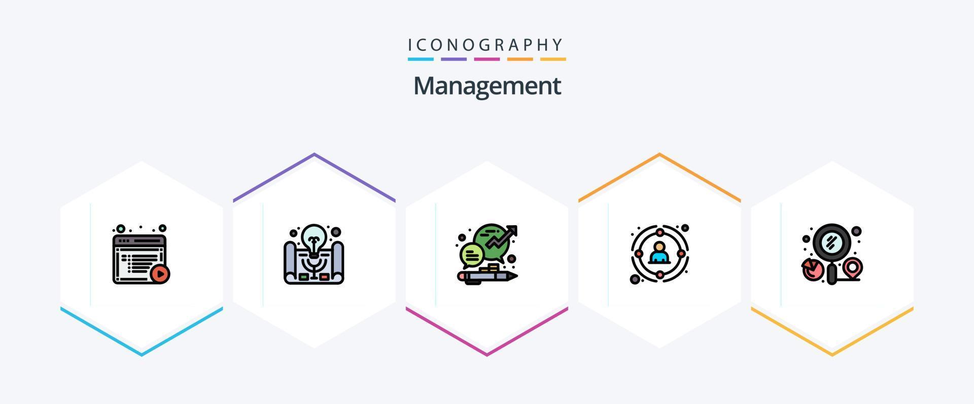 Management 25 FilledLine icon pack including strategic. network. business. management. office vector