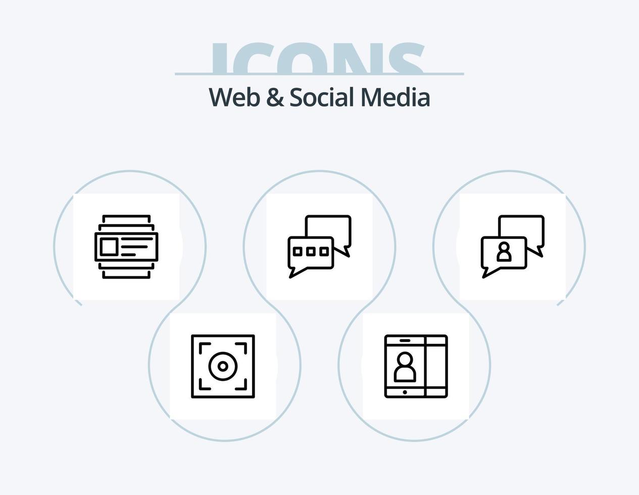 Web And Social Media Line Icon Pack 5 Icon Design. star. rank. happy. chat. music vector