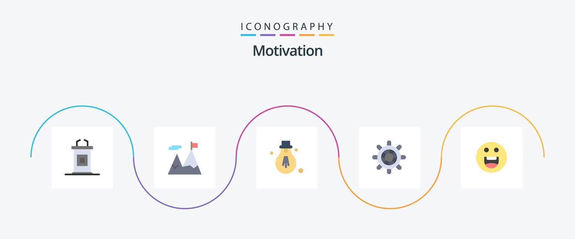 Motivation Flat 5 Icon Pack Including . happy. bulb. emojis. ship vector