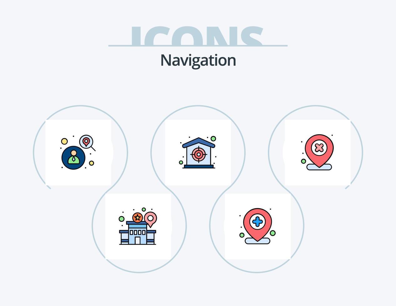 paquete de iconos llenos de línea de navegación 5 diseño de iconos. ubicación. alfiler. Internet. mapa. comercio vector