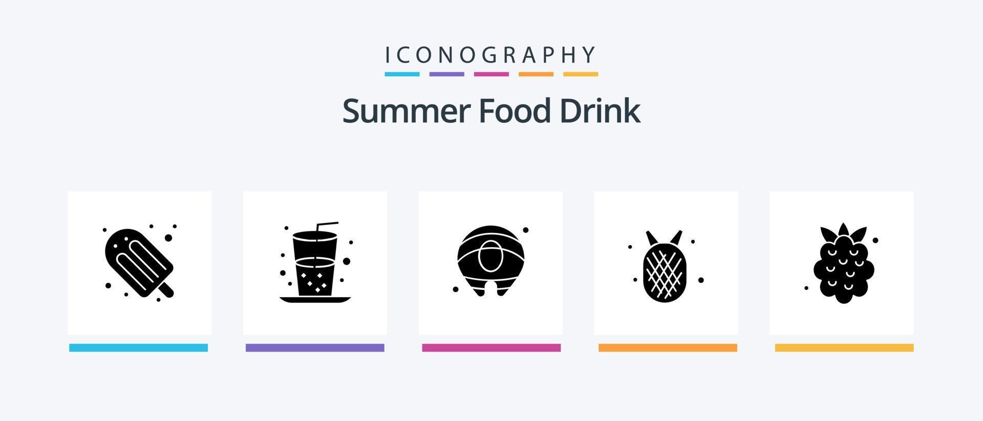 paquete de iconos de glifo 5 de bebida de comida de verano que incluye fruta. alimento. verano. verano. amanas comosus. diseño de iconos creativos vector