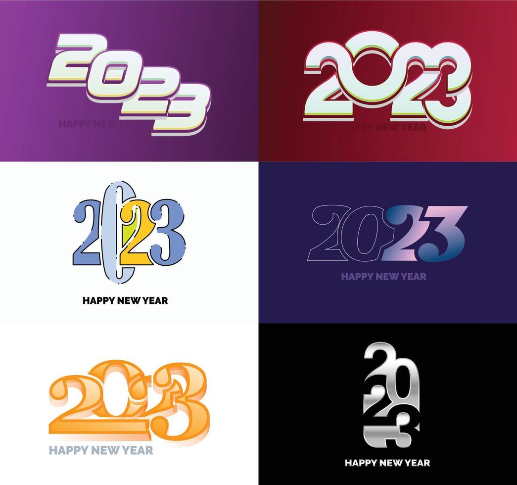 Big Collection of 2023 Happy New Year symbols Cover of business diary for 2023 with wishes vector