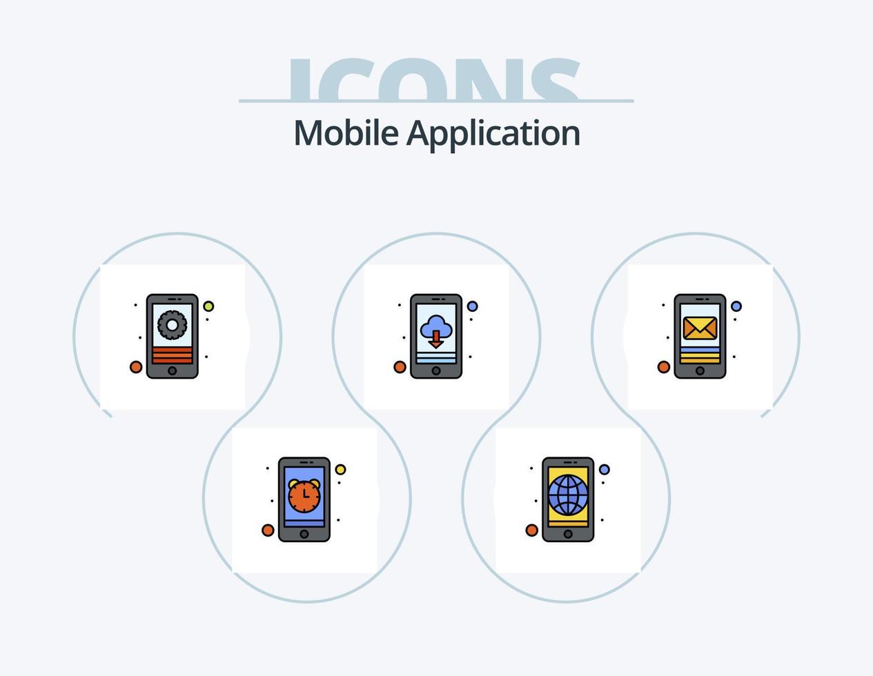 Mobile Application Line Filled Icon Pack 5 Icon Design. gps. app. phone recorder. audio recognition vector