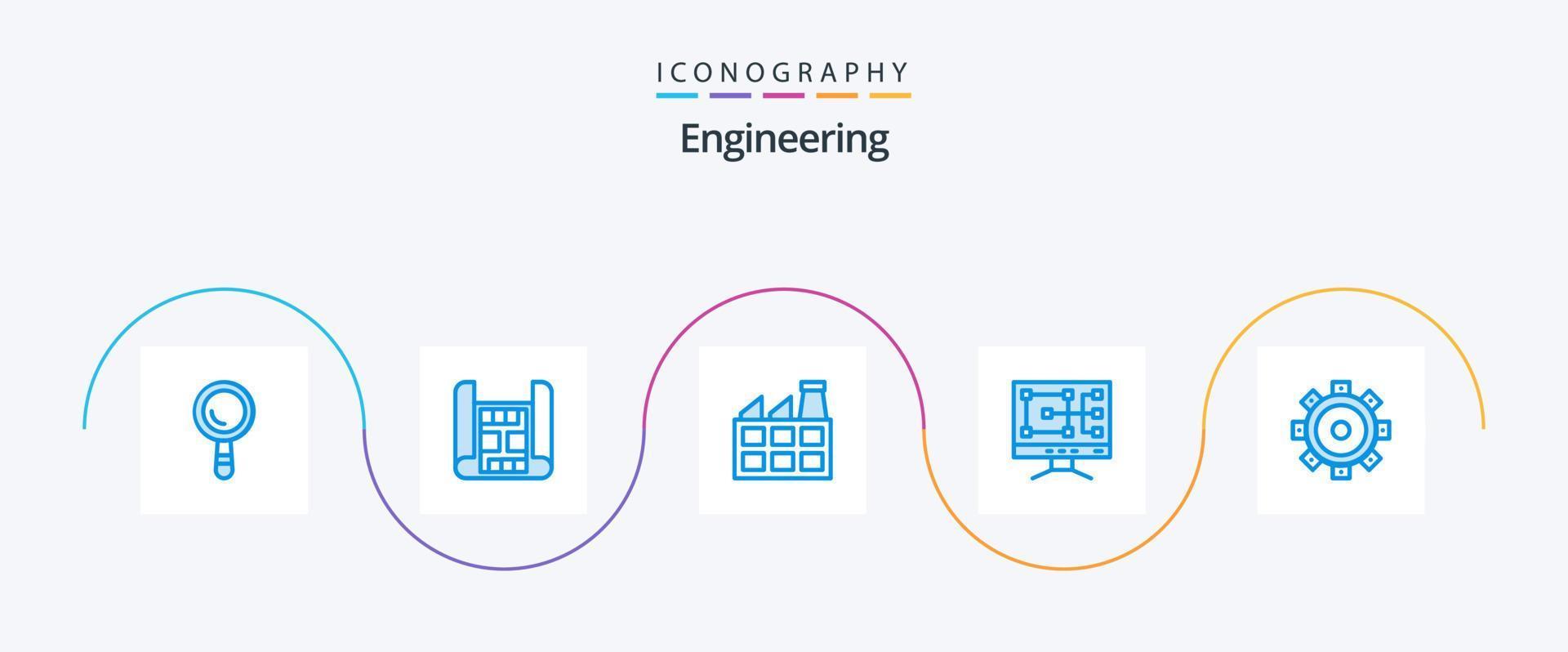 Engineering Blue 5 Icon Pack Including . industry. setting. construction vector