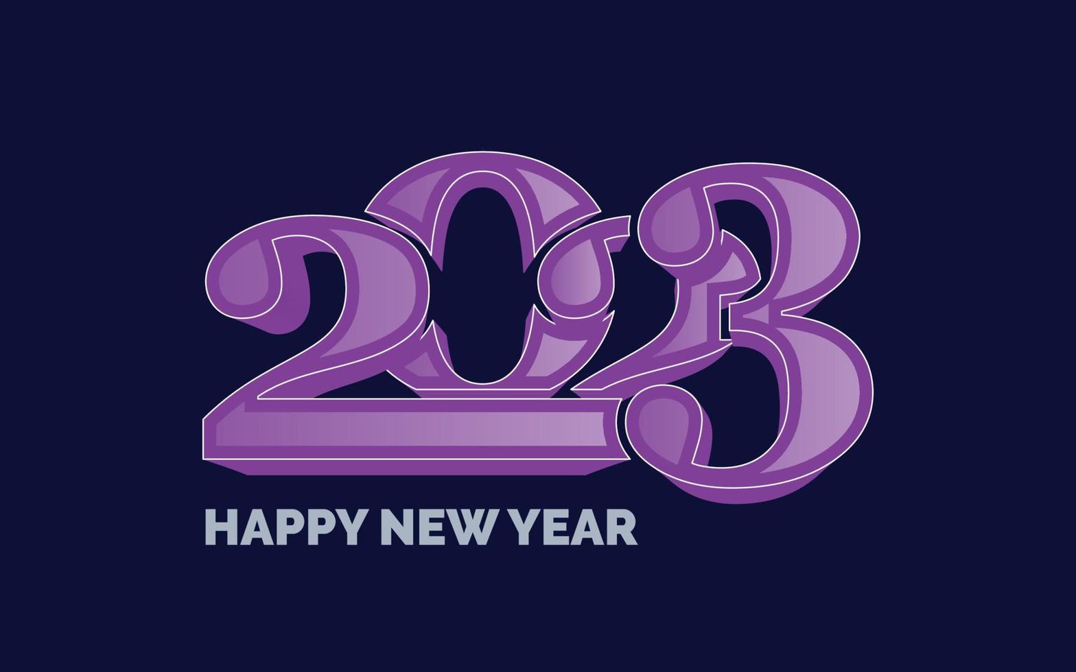 Happy new year 2023 Glossy Typography logo design vector