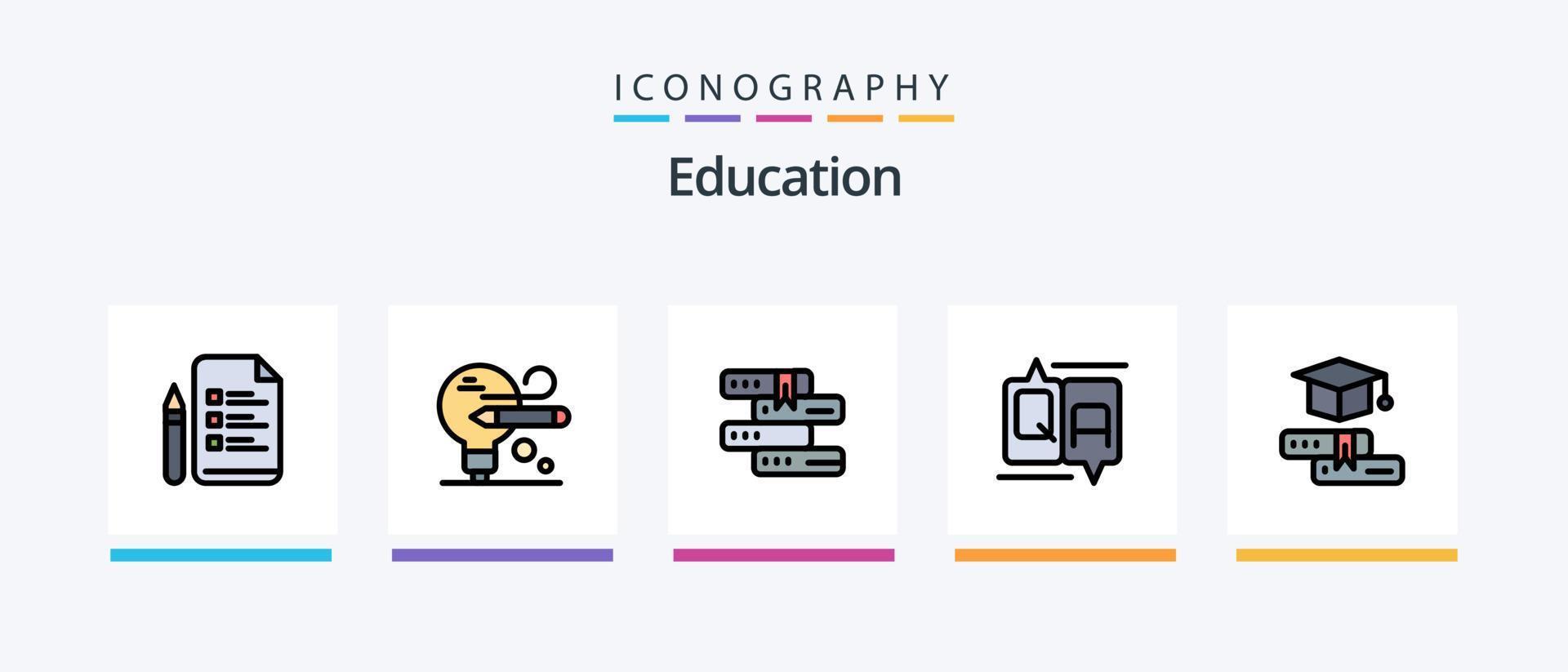 Education Line Filled 5 Icon Pack Including oneducation. mobile. file. education. bulb. Creative Icons Design vector