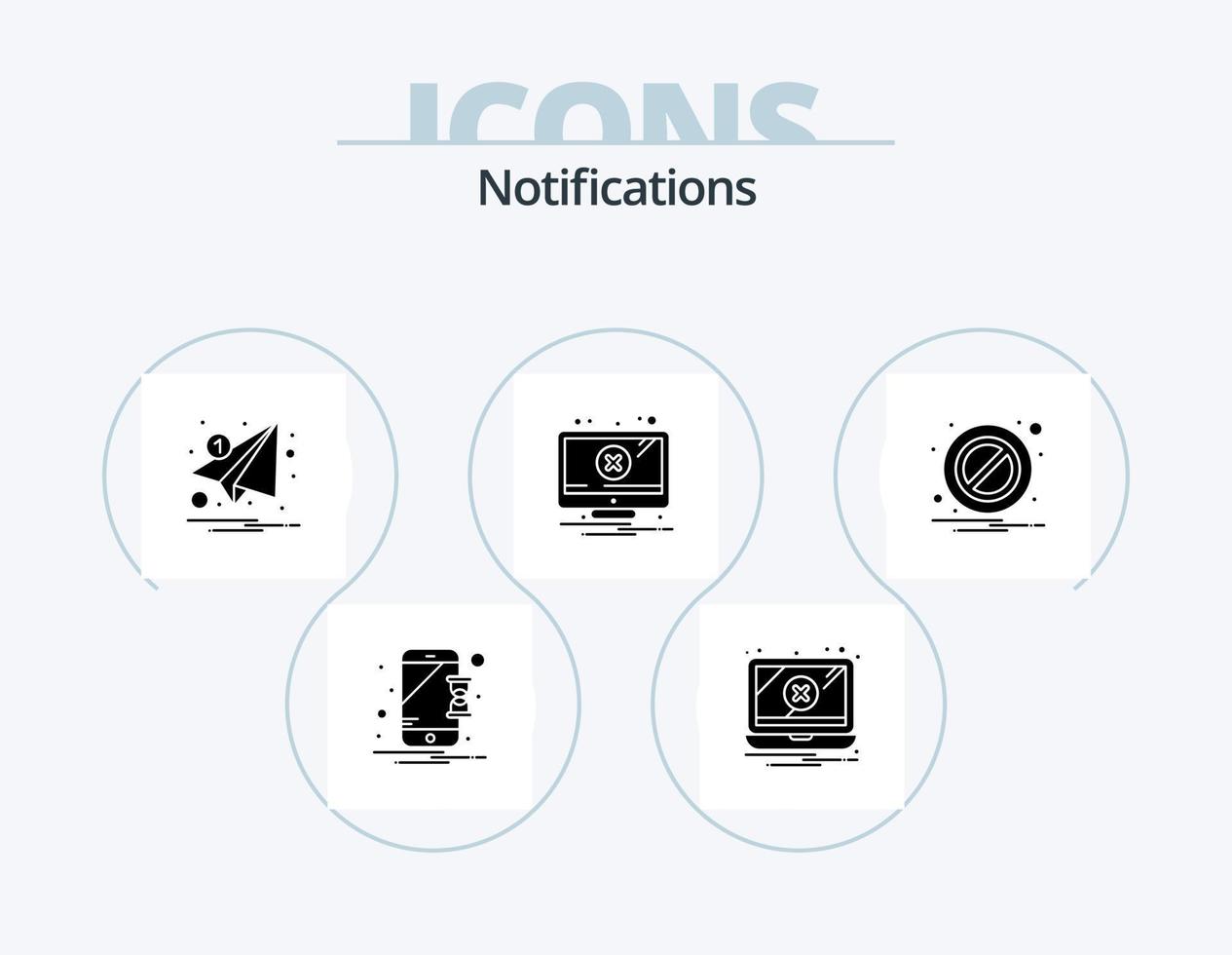 Notifications Glyph Icon Pack 5 Icon Design. block. notification. email. error. paper vector