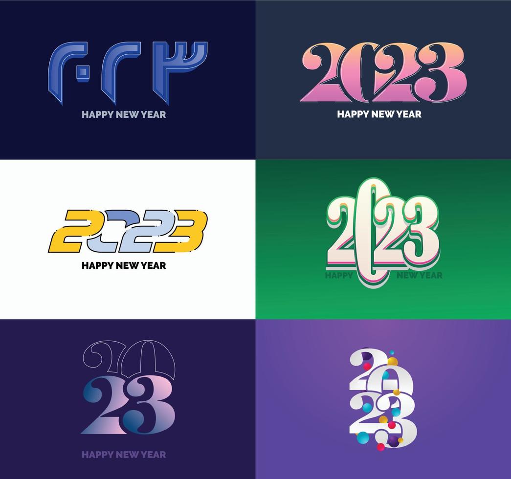 gran conjunto de 2023 feliz año nuevo diseño de texto de logotipo plantilla de diseño de número 2023 vector