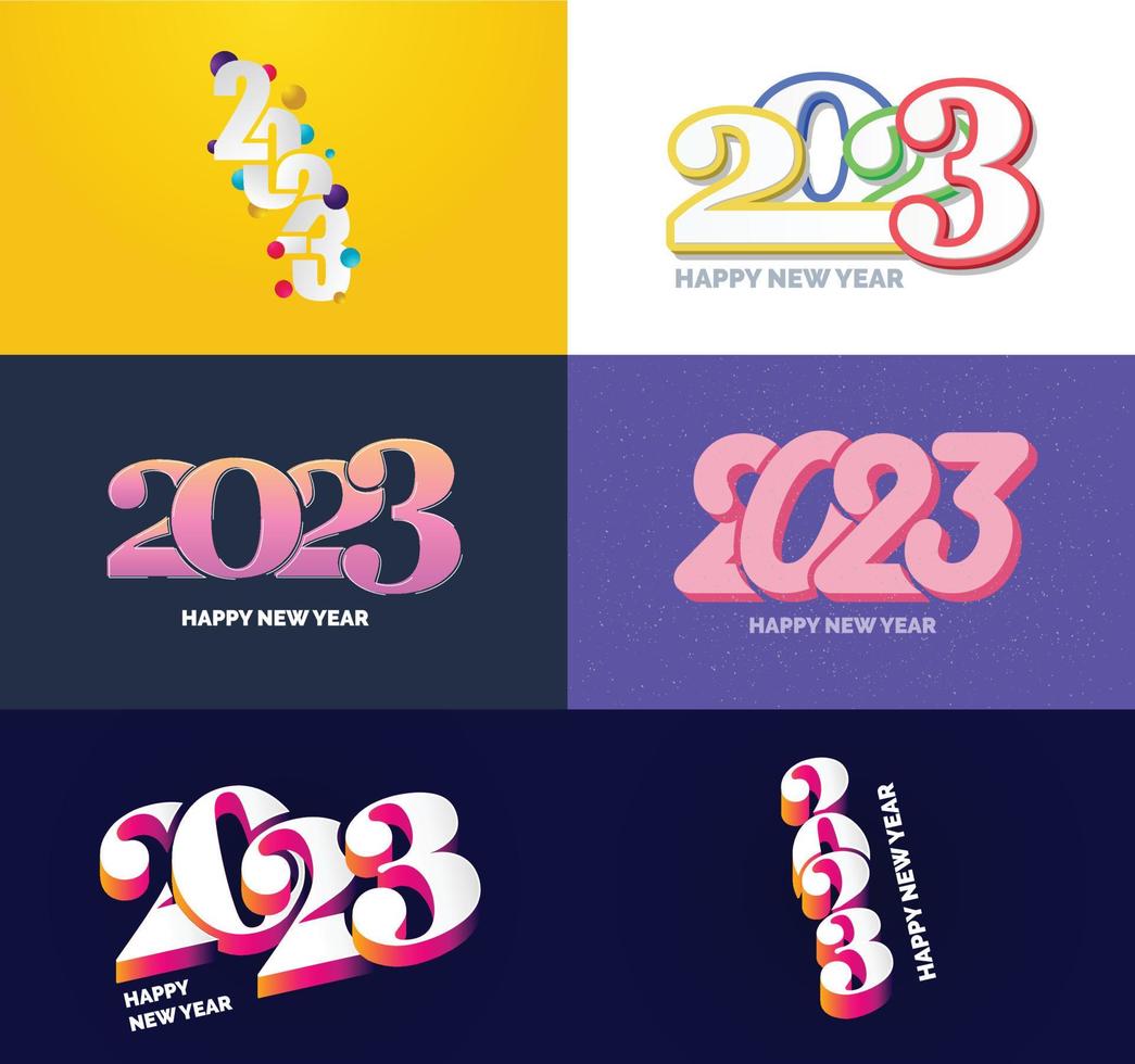 Big Collection of 2023 Happy New Year symbols Cover of business diary for 2023 with wishes vector