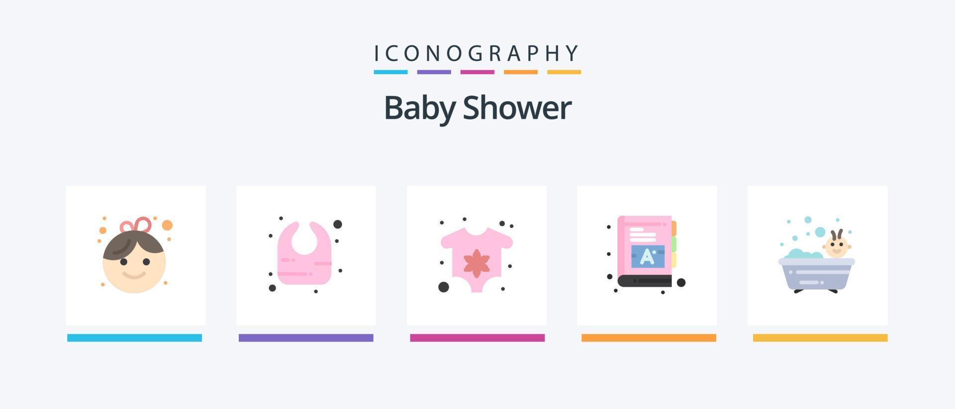 baby shower flat 5 paquete de iconos que incluye ducha. baño. ropa. bebé. palabras. diseño de iconos creativos vector