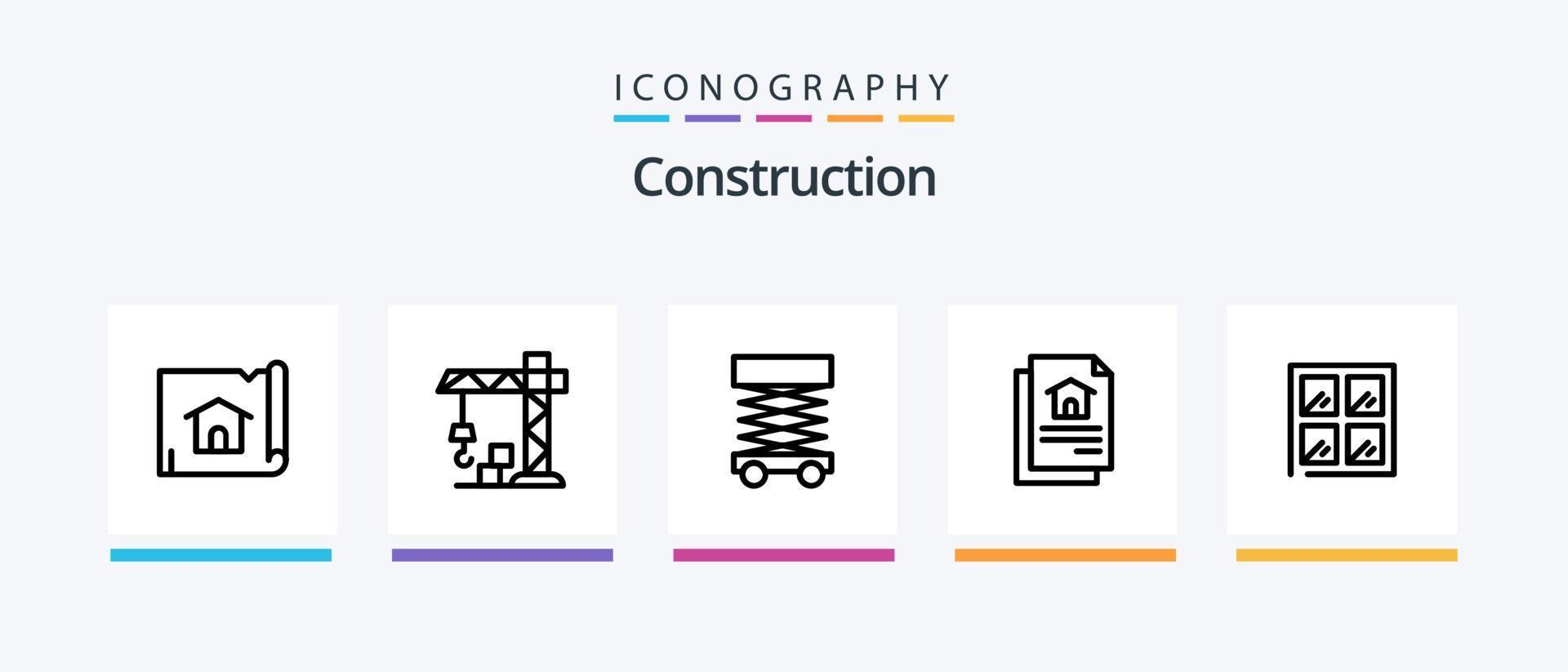 Construction Line 5 Icon Pack Including map. drafting. document. construction. fire. Creative Icons Design vector