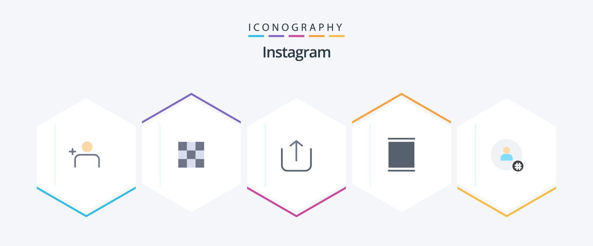 Instagram 25 Flat icon pack including twitter. hash tag. up. follow. sets vector