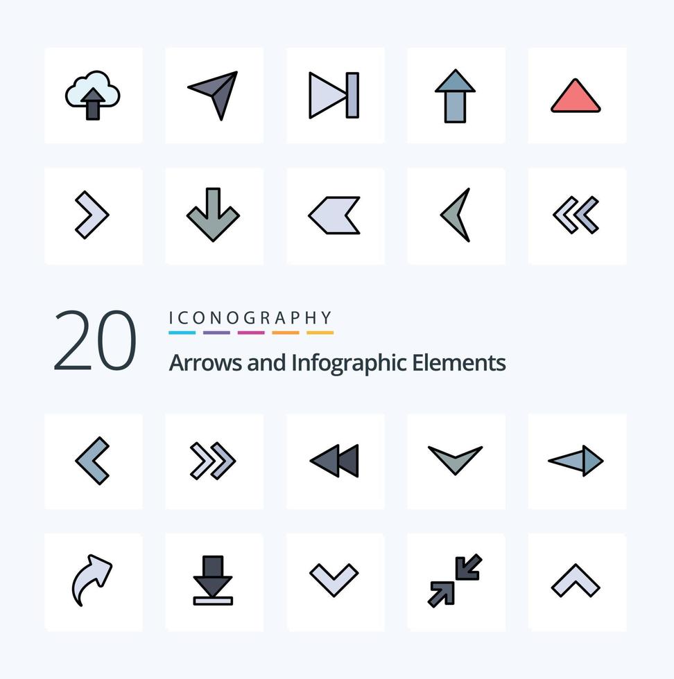 20 Arrow Line Filled Color icon Pack like arrow up reverse upload next vector