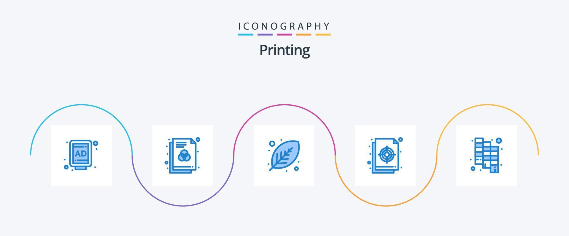 Printing Blue 5 Icon Pack Including catalog. target. green. palette. circular vector
