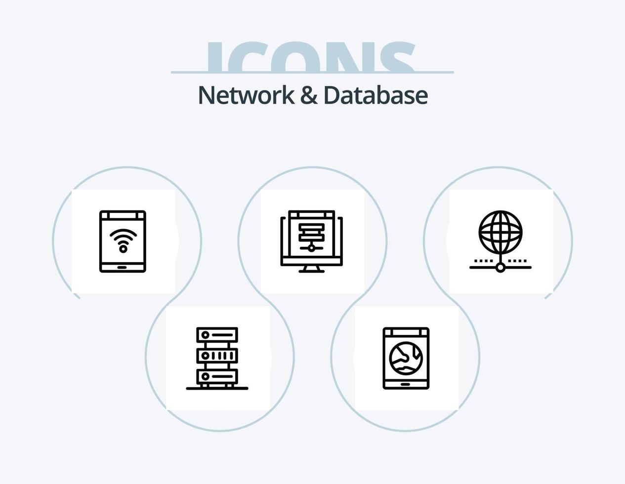 Network And Database Line Icon Pack 5 Icon Design. internet. app. website. internet. develop vector