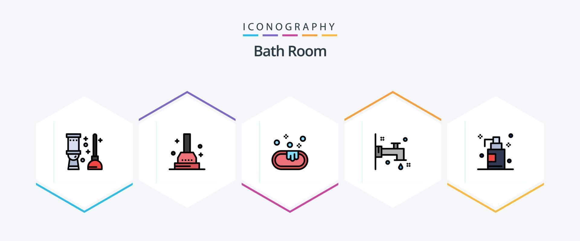 Bath Room 25 FilledLine icon pack including . room. clean. bath. water vector