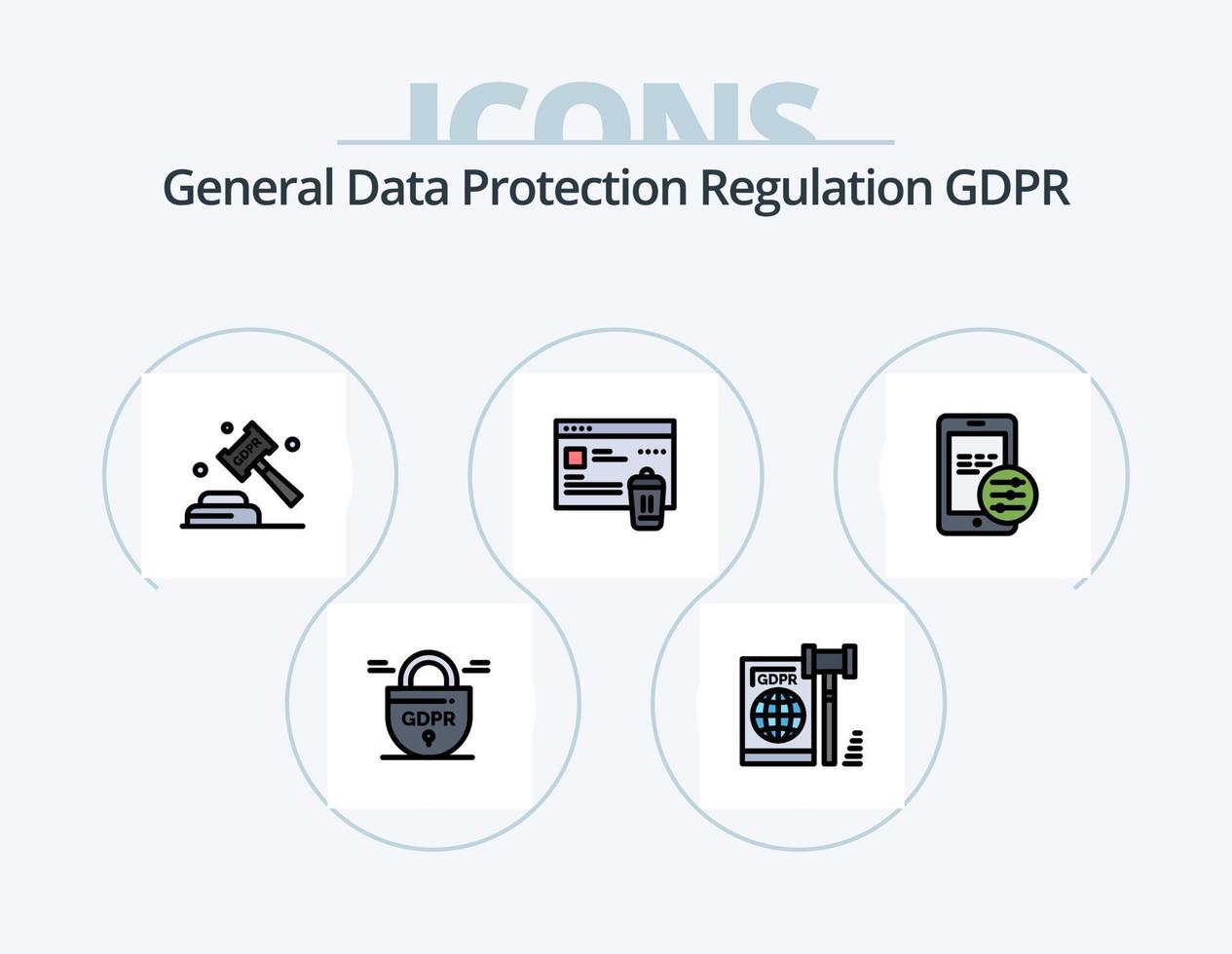 Gdpr Line Filled Icon Pack 5 Icon Design. gdpr . legal. security . law . gdpr vector
