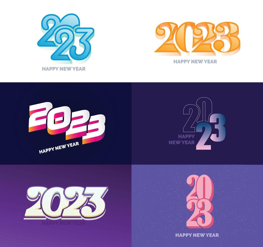 Big Collection of 2023 Happy New Year symbols Cover of business diary for 2023 with wishes vector