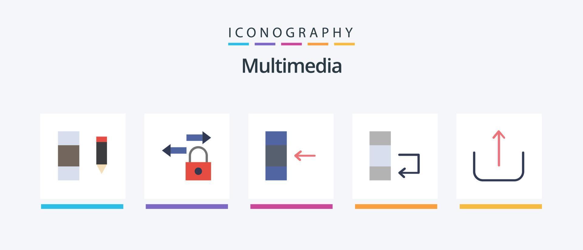 Multimedia Flat 5 Icon Pack Including . import. upload. multimedia. Creative Icons Design vector