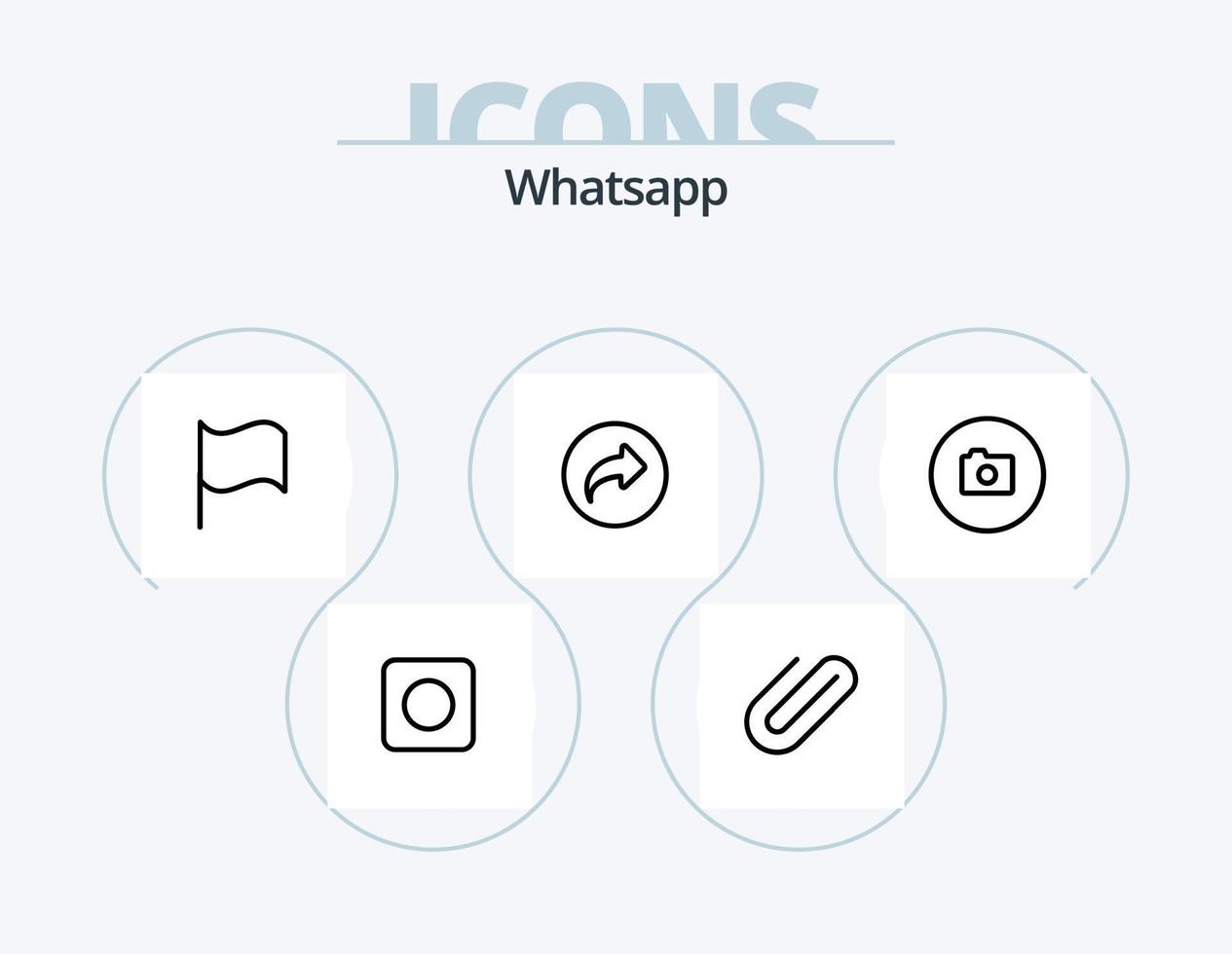 paquete de iconos de línea whatsapp 5 diseño de iconos. actualizar. ui taza. básico. cámara vector