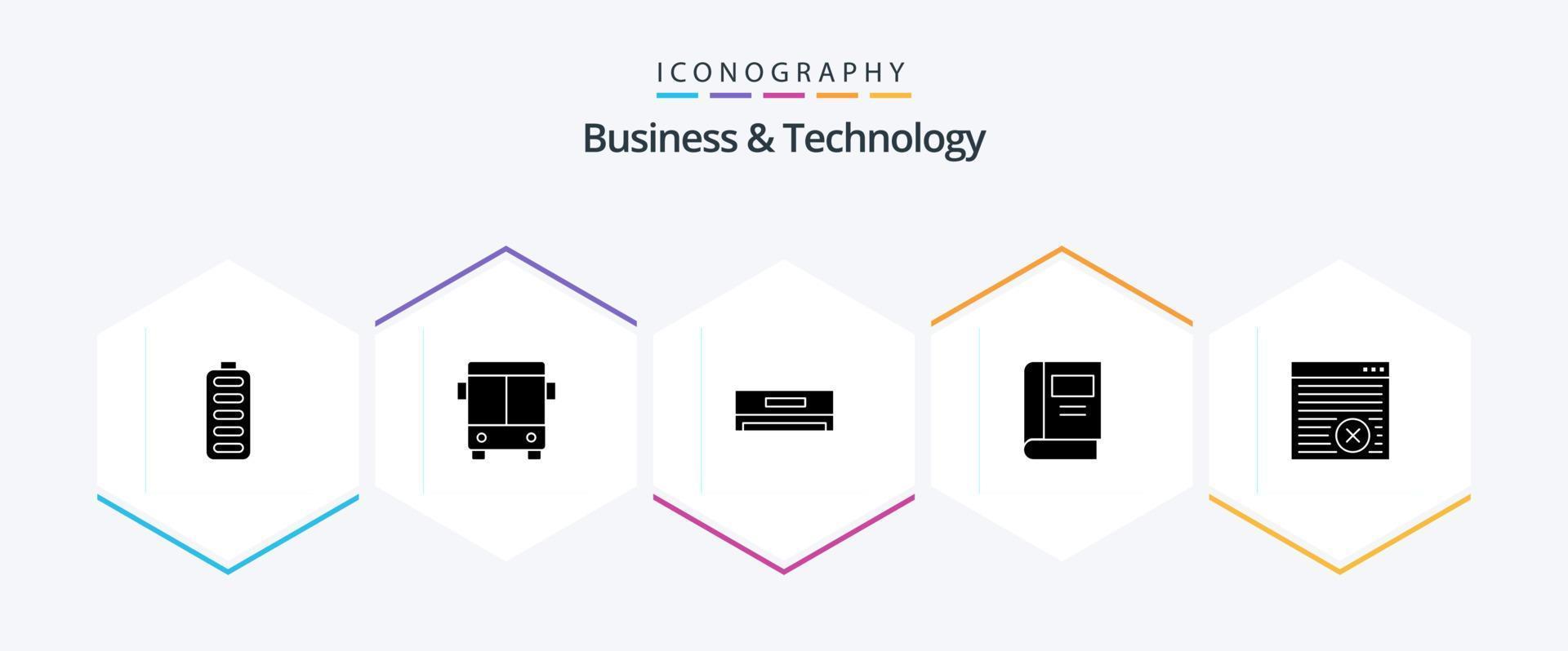 Business and Technology 25 Glyph icon pack including internet. read. air conditioner. knowledge. book vector