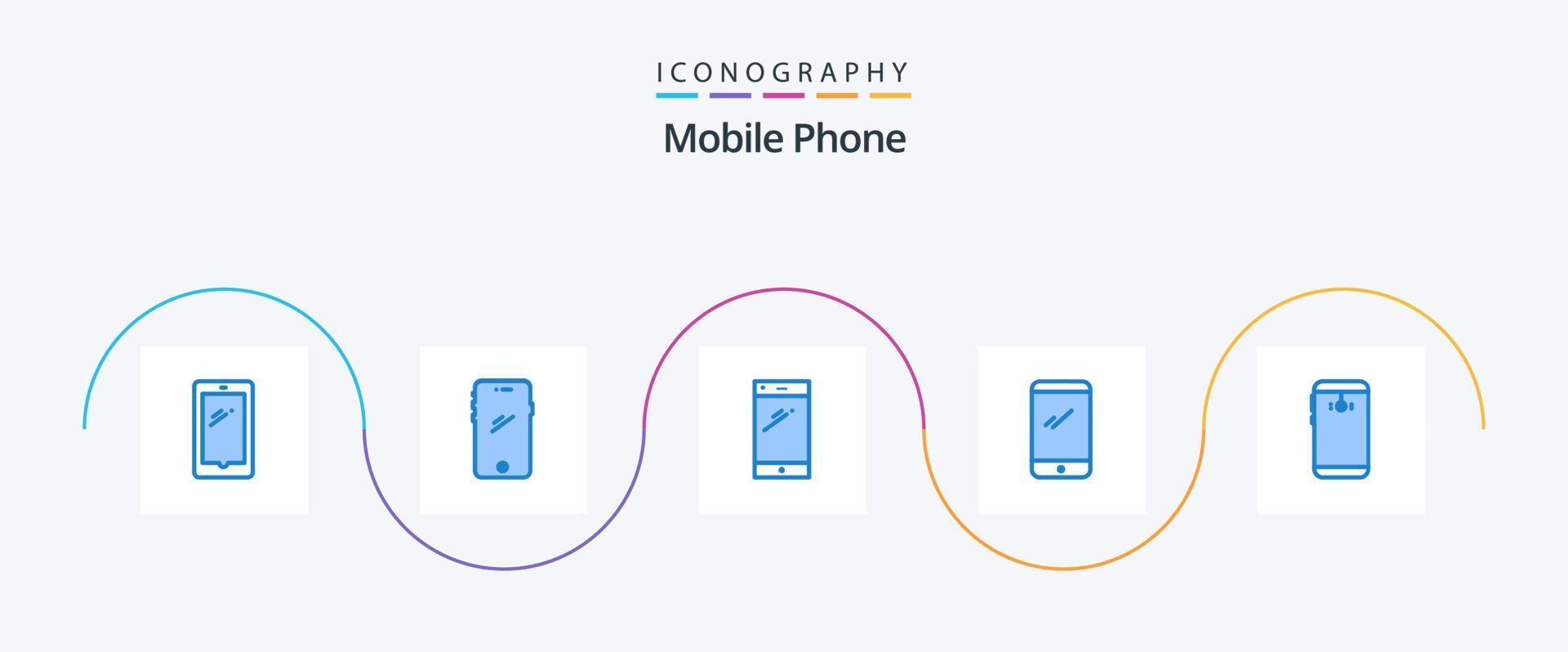 paquete de iconos de teléfono móvil azul 5 que incluye. cámara. vector