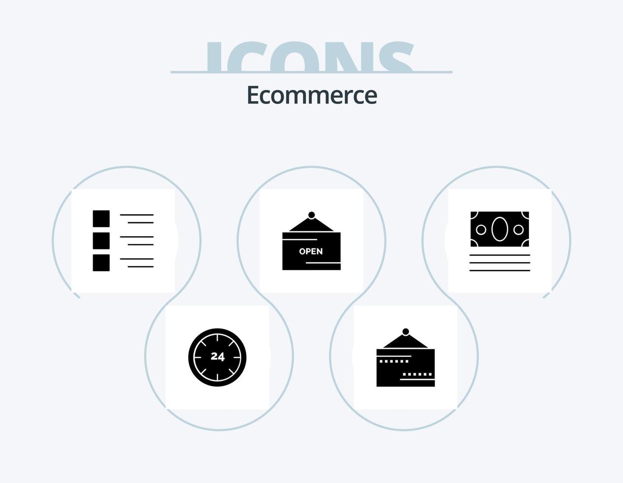 Ecommerce Glyph Icon Pack 5 Icon Design. signboard. e. sign. commerce. menu vector