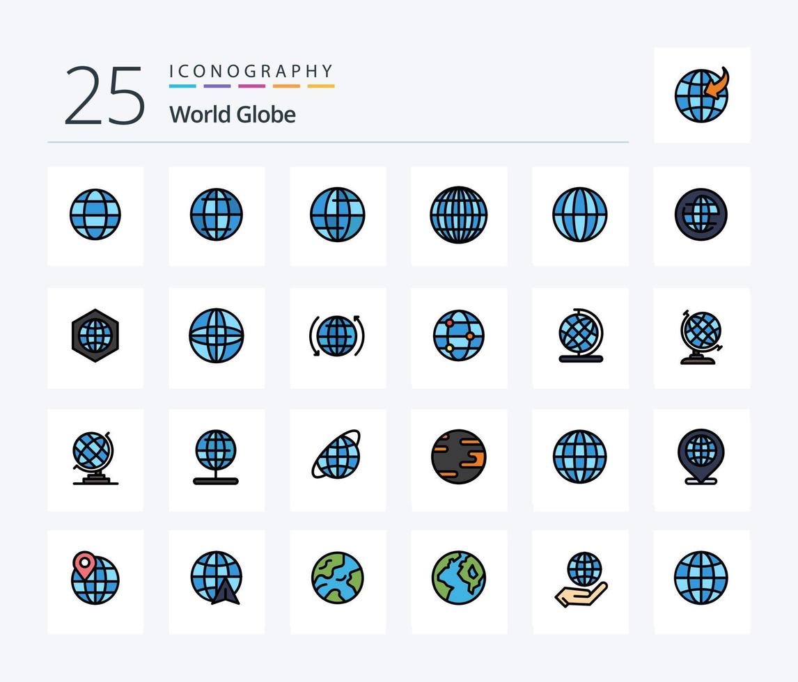 Globe 25 Line Filled icon pack including globe. internet. globe. globe. world vector