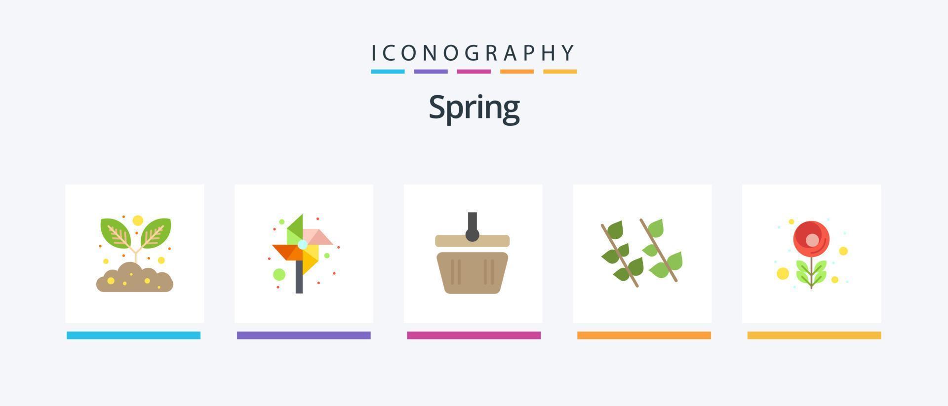 Spring Flat 5 Icon Pack Including . macro. shapping. flower. nature. Creative Icons Design vector