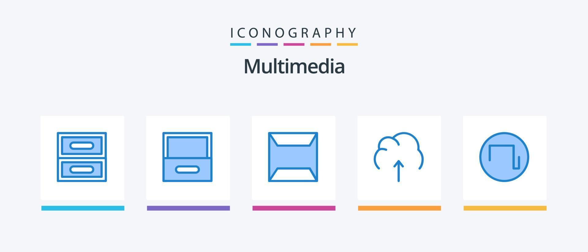 paquete de iconos multimedia blue 5 que incluye . multimedia. cuadrado. diseño de iconos creativos vector