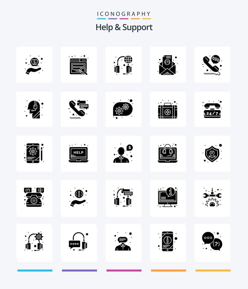 Creative Help And Support 25 Glyph Solid Black icon pack  Such As assistance. call diversion. services. call deflection. newsletter vector