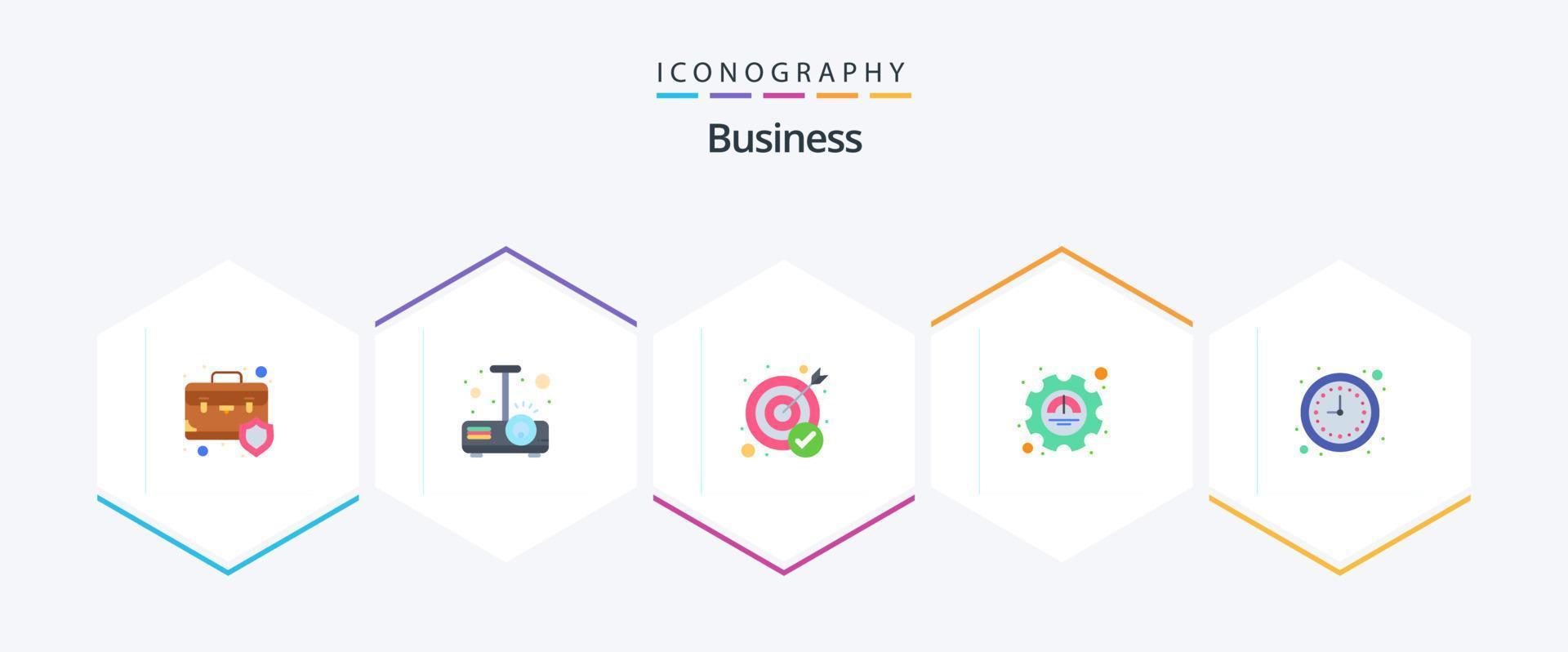 paquete de iconos planos de negocios 25 que incluye negocios. actuación. luz. excelencia. objetivo vector